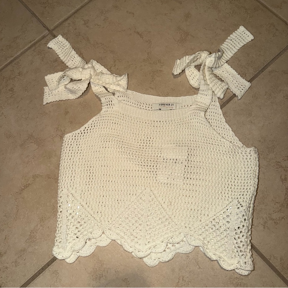 Forever 21 White Crochet Crop Top